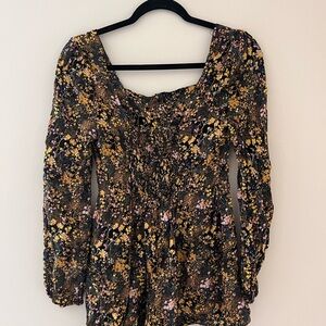 Urban Outfitters Floral Long Sleeve Women's Romper